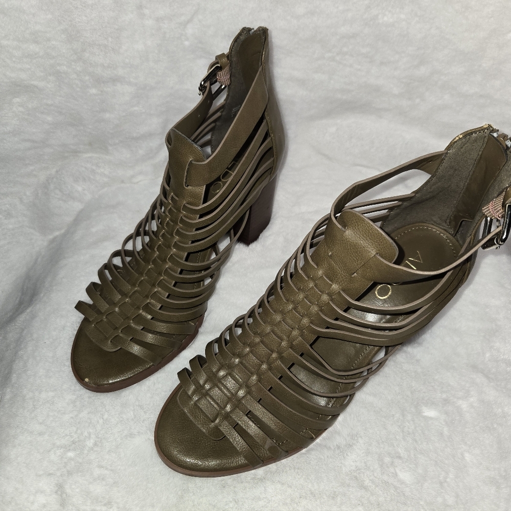 Elegant Olive Green Strappy Heels